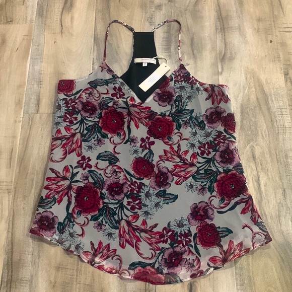 NWT Lavender Brown Madora Floral Racerback Silk Camisole - Picture 2 of 3